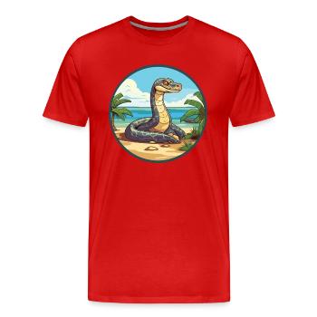 Anakonda Aquarell Cartoon Kawaii Clipart Tier - Männer Premium Bio T-Shirt - Rot - Vorne - Damien (186cm)
