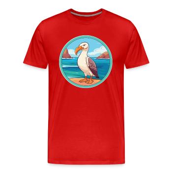 Albatross Watercolor Cartoon Kawaii Clipart Animal - Men's Premium Organic T-Shirt - red - Front - Damien (186cm)