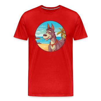 Donkey Watercolor Cartoon Kawaii Clipart Animal - Men's Premium Organic T-Shirt - red - Front - Damien (186cm)