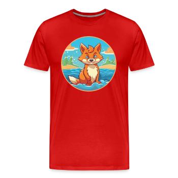 Fuchs Aquarell Cartoon Kawaii Clipart Tier - Männer Premium Bio T-Shirt - Rot - Vorne - Damien (186cm)