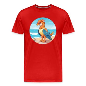 Griffin Watercolor Cartoon Kawaii Clipart Animal - Men's Premium Organic T-Shirt - red - Front - Damien (186cm)