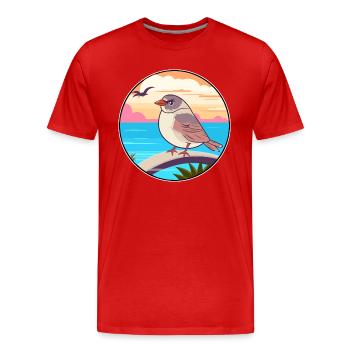 Sparrow Watercolor Cartoon Kawaii Clipart Animal - Men's Premium Organic T-Shirt - red - Front - Damien (186cm)