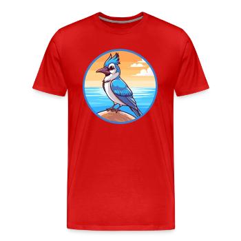 Geai bleu aquarelle dessin animé Kawaii Clipart Animal - T-shirt bio Premium Homme - rouge - Devant - Damien (186cm)