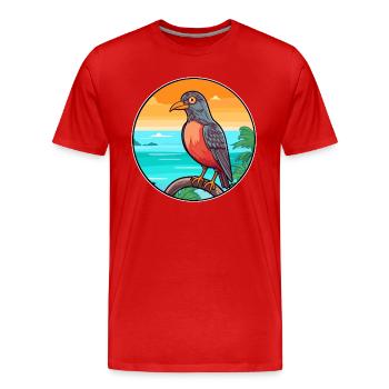 Kuckuck Aquarell Cartoon Kawaii Clipart Tier - Männer Premium Bio T-Shirt - Rot - Vorne - Damien (186cm)