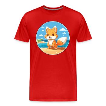 Fuchs Aquarell Cartoon Kawaii Clipart Tier - Männer Premium Bio T-Shirt - Rot - Vorne - Damien (186cm)