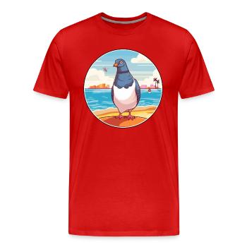 Taube Aquarell Cartoon Kawaii Clipart Tier - Männer Premium Bio T-Shirt - Rot - Vorne - Damien (186cm)