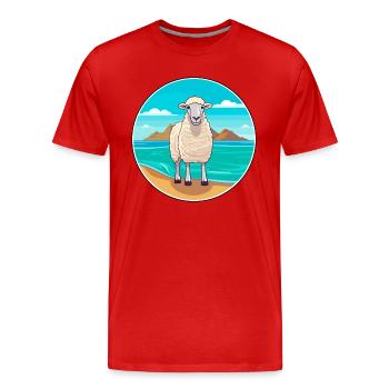 Sheep Watercolor Cartoon Kawaii Clipart Animal - Men's Premium Organic T-Shirt - red - Front - Damien (186cm)