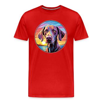 Ariege Pointer Hund Rasse Bunte Karikatur Watercol - Männer Premium Bio T-Shirt - Rot - Vorne - Damien (186cm)