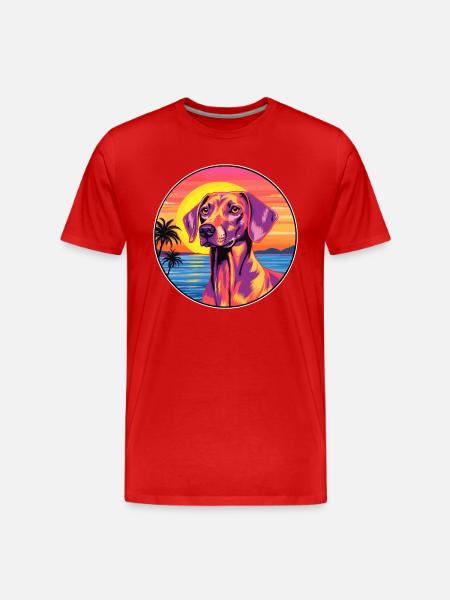 Andalusian Hound Dog Breed Colorful Cartoon Waterc - Men's Premium Organic T-Shirt - red