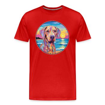 Braque Saint Germain Race De Chien Coloré Cartoon Wa - T-shirt bio Premium Homme - rouge - Devant - Damien (186cm)