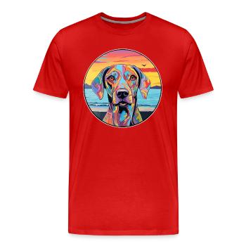 Braque Francais Dog Breed Colorful Cartoon Waterco - Men's Premium Organic T-Shirt - red - Front - Damien (186cm)