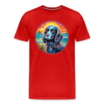 Blaue Picardie Spaniel Hunderasse Bunte Karikatur Wa - Männer Premium Bio T-Shirt - Rot - Vorne - Damien (186cm)