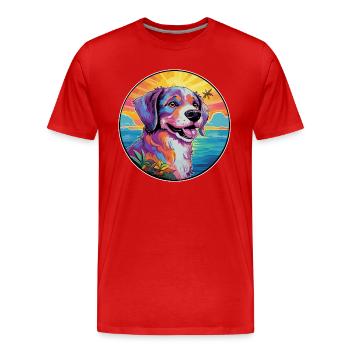 Cao de Castro Laboreiro Hunderasse Bunte Karikatur - Männer Premium Bio T-Shirt - Rot - Vorne - Damien (186cm)