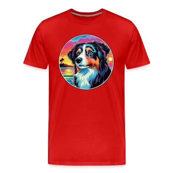 Carpathian Shepherd Dog Breed Colorful Cartoon Wat - Men's Premium Organic T-Shirt - red - Front - Damien (186cm)