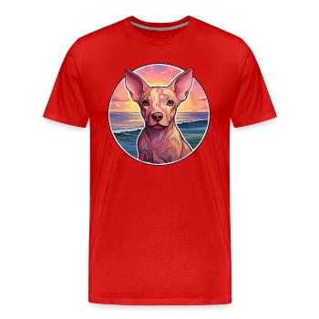 Cirneco Dell Ätna Hunderasse Bunte Karikatur Wasser - Männer Premium Bio T-Shirt - Rot - Vorne - Damien (186cm)
