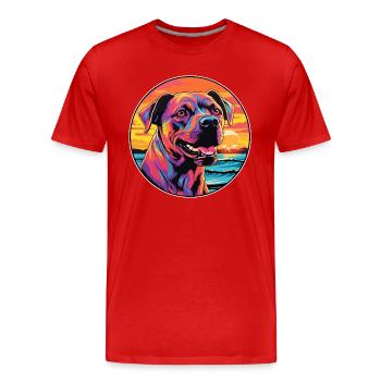 Cordoba Chien De Combat Race Coloré Cartoon Waterc - T-shirt bio Premium Homme - rouge - Devant - Damien (186cm)