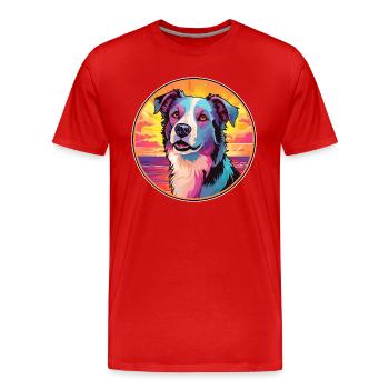 Race de chien de berger d’Asie centrale Dessin animé coloré - T-shirt bio Premium Homme - rouge - Devant - Damien (186cm)