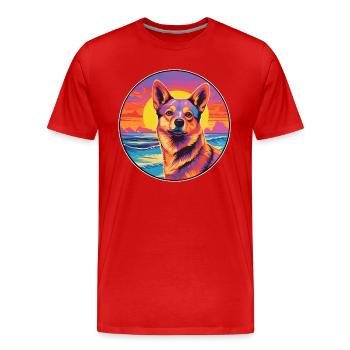 Dingo-Hunderasse Buntes Cartoon-Aquarell - Männer Premium Bio T-Shirt - Rot - Vorne - Damien (186cm)