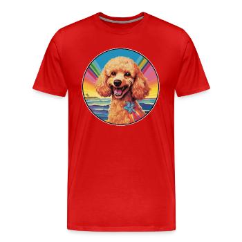 Schnurpudel Hunderasse Bunte Karikatur Watercolo - Männer Premium Bio T-Shirt - Rot - Vorne - Damien (186cm)