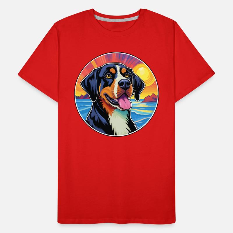 Große Schweizer Sennenhunderasse Bunte Karikatur Männer Premium Bio T-Shirt