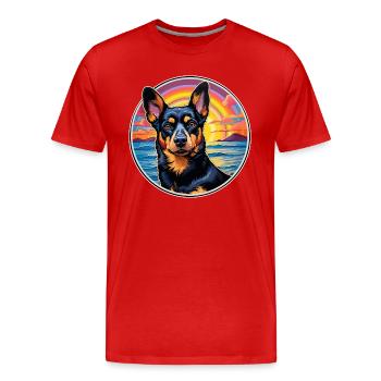 Lancashire Heeler Dog Breed Colorful Cartoon Water - Men's Premium Organic T-Shirt - red - Front - Damien (186cm)