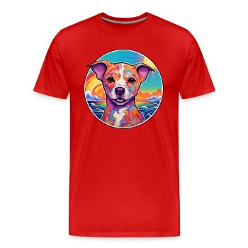 Chien d’Asie Moyenne Ovtcharka Race Coloré Dessin Animé - T-shirt bio Premium Homme - rouge - Devant - Damien (186cm)