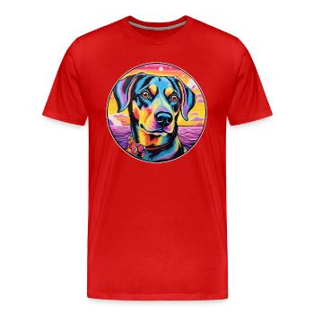 Moscou Chien De Garde Chien Race Coloré Dessin Animé Waterco - T-shirt bio Premium Homme - rouge - Devant - Damien (186cm)