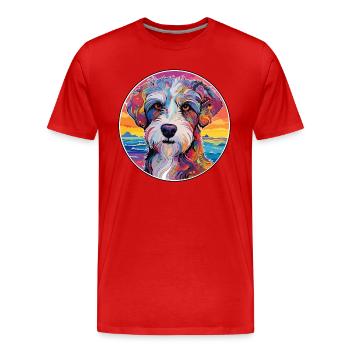 Picardie Schäferhund Hund Rasse Bunte Karikatur Wasserc - Männer Premium Bio T-Shirt - Rot - Vorne - Damien (186cm)