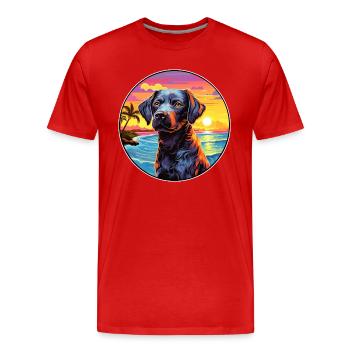 Chien de garde portugais race de chien coloré dessin animé Wat - T-shirt bio Premium Homme - rouge - Devant - Damien (186cm)