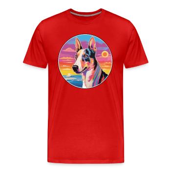 Glatter Collie Hund Rasse Bunte Karikatur Watercolo - Männer Premium Bio T-Shirt - Rot - Vorne - Damien (186cm)