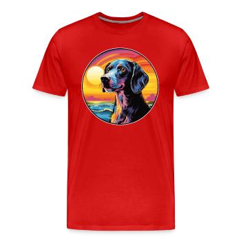 Sibirische dreifarbige Hunderasse Bunte Karikatur - Männer Premium Bio T-Shirt - Rot - Vorne - Damien (186cm)
