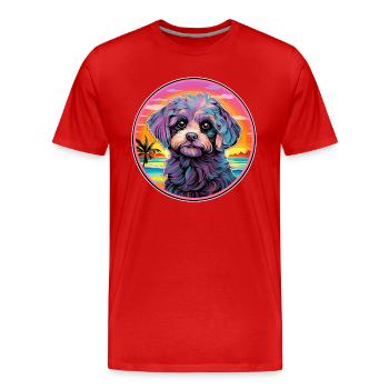 Shih Poo Hunderasse Buntes Karikatur-Aquarell - Männer Premium Bio T-Shirt - Rot - Vorne - Damien (186cm)