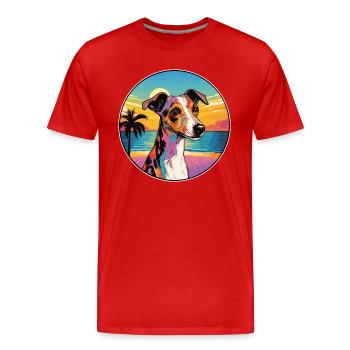 Glatter Foxterrier Hunderasse Bunte Karikatur Wate - Männer Premium Bio T-Shirt - Rot - Vorne - Damien (186cm)