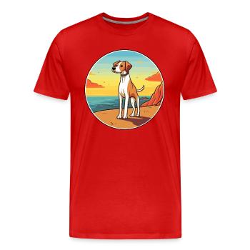 Alano Español chien race dessin animé Kawaii Clipart chien - T-shirt bio Premium Homme - rouge - Devant - Damien (186cm)