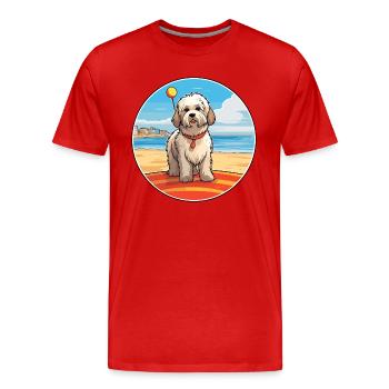 Chien de berger catalan chien race Cartoon Kawaii Clipart - T-shirt bio Premium Homme - rouge - Devant - Damien (186cm)