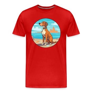 Braque Francais Dog Breed Cartoon Kawaii Clipart - Men's Premium Organic T-Shirt - red - Front - Damien (186cm)