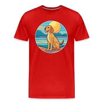 Braque Saint Germain race de chien dessin animé Kawaii chien - T-shirt bio Premium Homme - rouge - Devant - Damien (186cm)