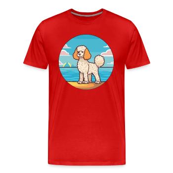 Schnurpudel Hund Rasse Cartoon Kawaii Clipart Hund - Männer Premium Bio T-Shirt - Rot - Vorne - Damien (186cm)
