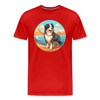 Carpathian Shepherd Dog Breed Cartoon Kawaii Dog - Men's Premium Organic T-Shirt - red - Front - Damien (186cm)
