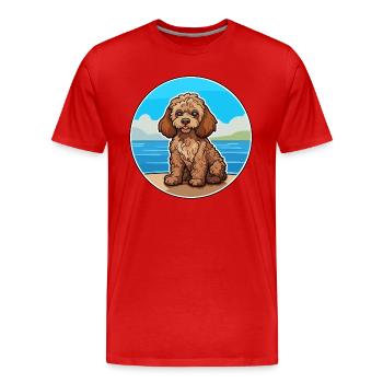 Cockapoo chien race dessin animé Kawaii Clipart chien animal de compagnie - T-shirt bio Premium Homme - rouge - Devant - Damien (186cm)