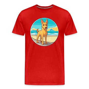 Dingo Hund Rasse Cartoon Kawaii Clipart Aquarell - Männer Premium Bio T-Shirt - Rot - Vorne - Damien (186cm)