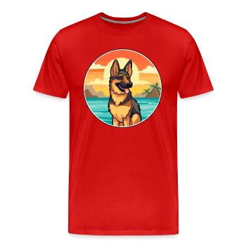 German Shepherd Dog Breed Cartoon Kawaii Clipart - Men's Premium Organic T-Shirt - red - Front - Damien (186cm)