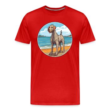 Irish Wolfhound Dog Breed Cartoon Kawaii Clipart - Men's Premium Organic T-Shirt - red - Front - Damien (186cm)