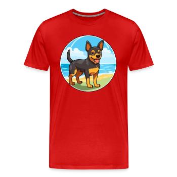 Lancashire Heeler Dog Breed Cartoon Kawaii Clipart - Men's Premium Organic T-Shirt - red - Front - Damien (186cm)