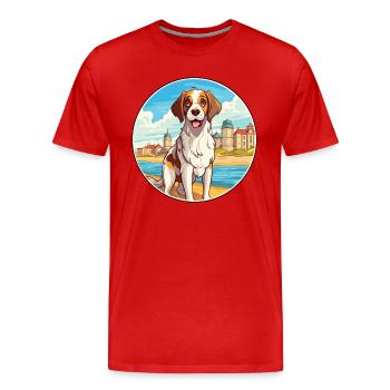 Moscou chien de garde chien race Cartoon Kawaii Clipart - T-shirt bio Premium Homme - rouge - Devant - Damien (186cm)
