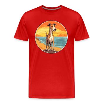 Lurcher chien race dessin animé Kawaii Clipart chien animal de compagnie - T-shirt bio Premium Homme - rouge - Devant - Damien (186cm)