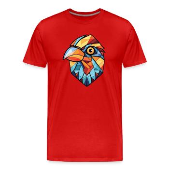 Tit Bird Colorful Watercolor Animal Illustration - Men's Premium Organic T-Shirt - red - Front - Damien (186cm)