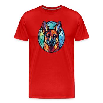Shepherd Bullet Dog Colorful Watercolor Animal - Men's Premium Organic T-Shirt - red - Front - Damien (186cm)