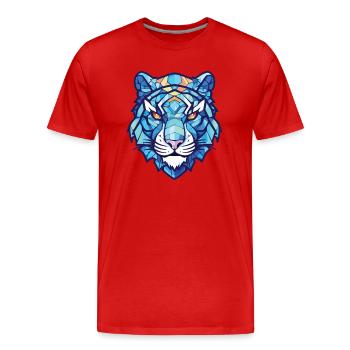 Bleu Aquatique Tigre Aquarelle Colorée Animal de compagnie - T-shirt bio Premium Homme - rouge - Devant - Damien (186cm)