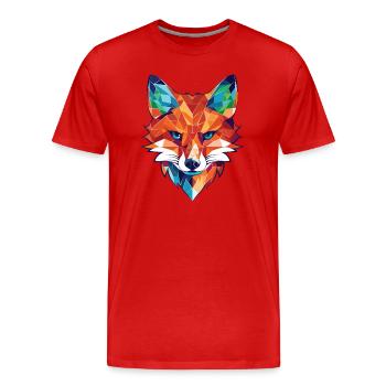 Gelehrter Fuchs, farbenfroher Aquarell-Tier-Haustier-Cartoon - Männer Premium Bio T-Shirt - Rot - Vorne - Damien (186cm)